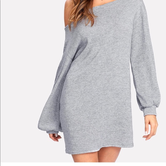SOLDOUT🕶🆕Off Shoulder Comfy Gray Sweater Dress - Picture 2 of 8